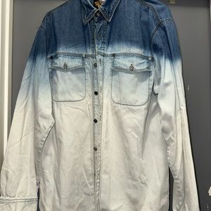 Harley-Davidson Blue to White Ombre Denim Button-Down Shirt